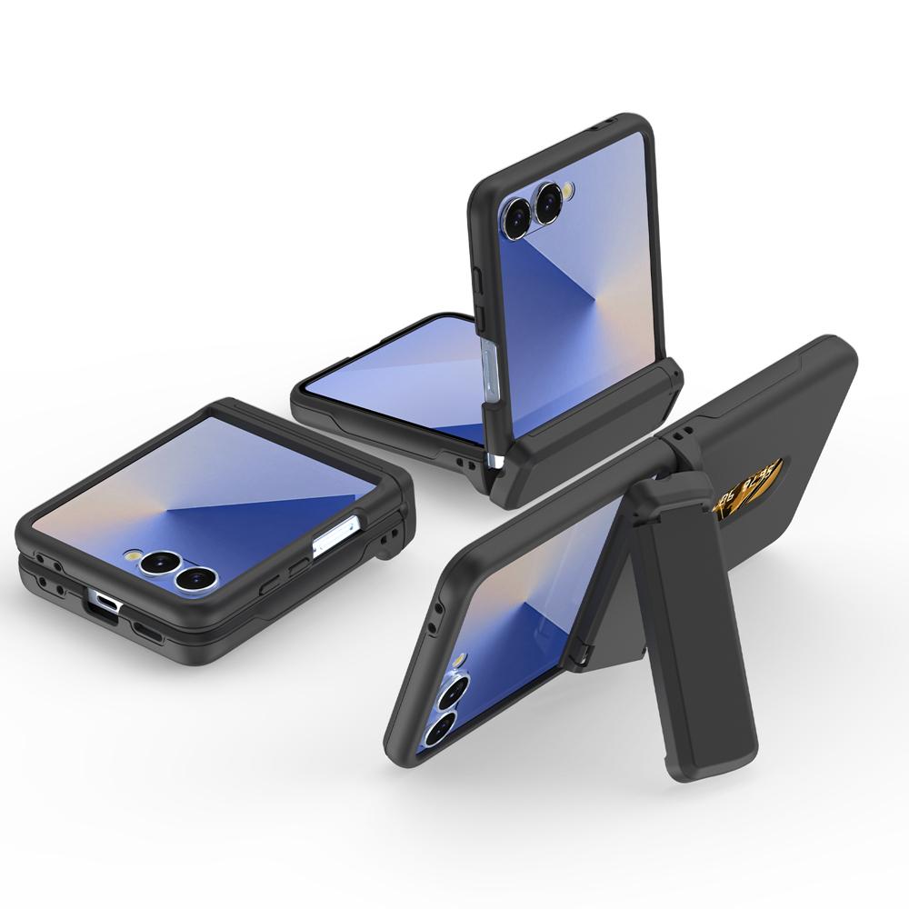 KEYSION Shockproof Case for Samsung Z Flip 7 6 5 5G Hard PC With Hinge Kickstand Card Slot Phone Cover for Galaxy Z Flip 5 6 7