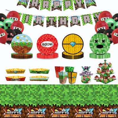 Meine Welt Pixel Kriege Hauptbild Party Besteck Set Cupcakes Kuchenständer Bootsbox Snackbox