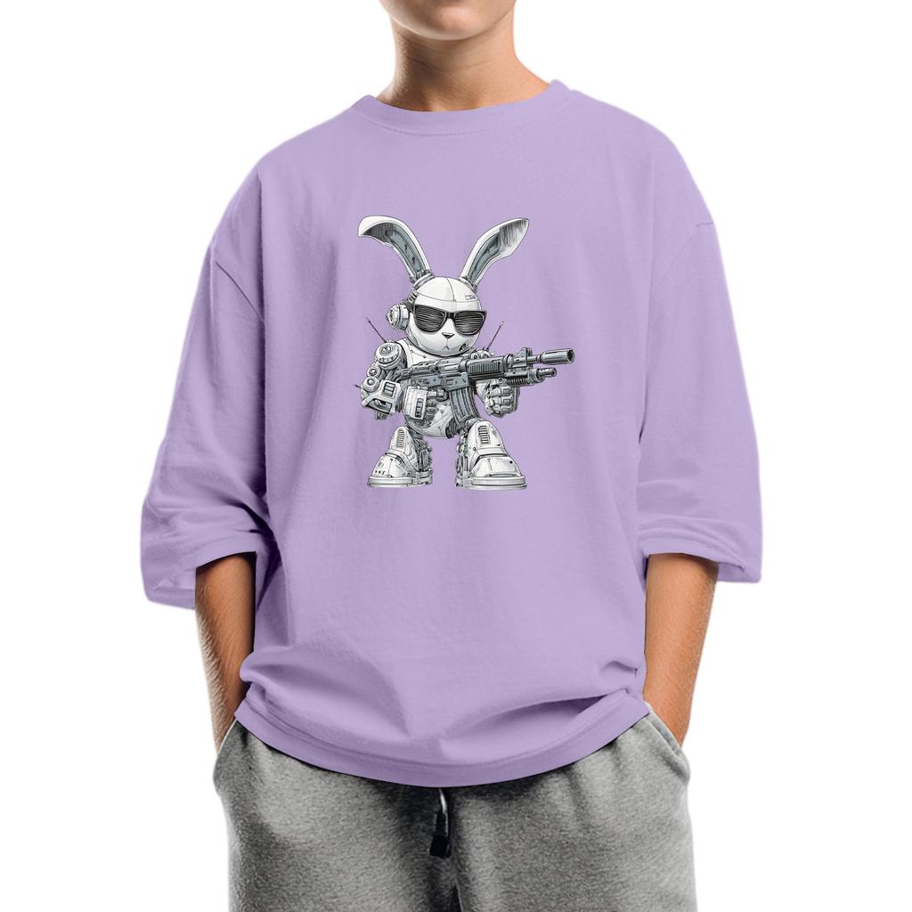 Kindermode Bedrucktes Rundhals-Top mit sieben Ärmeln, lässiges T-Shirt