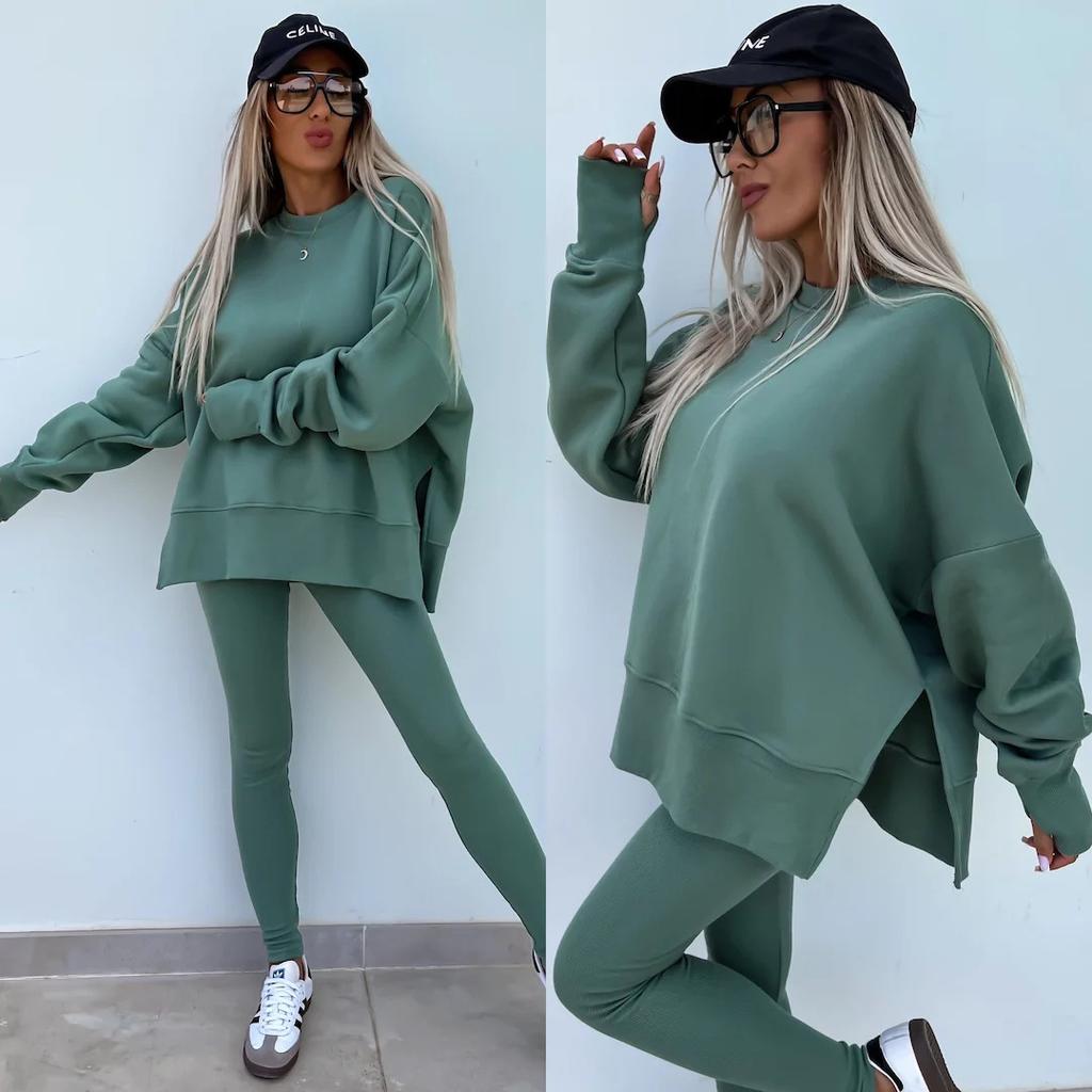 2026 New Spring Women's Casual Skinny Pants Loose Hoodie Set 2 Piece Outfit