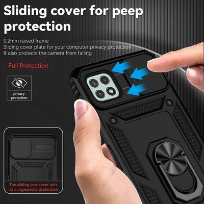 For Samsung Galaxy A22 Case Slide Camera Lens Protection Magnetic Ring Holder Case For GalaxyA22 A22 A 22 Back Cover