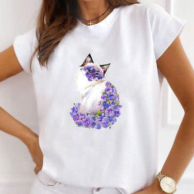 Casual Sweet Lovely Women's Print Tee Top Fashion 90s Trend T Shirt Woman Female T Clothing Short Sleeve Graphic T-shirt