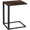 Mesa Lateral em Forma de C, Mesa de Cabeceira com Estrutura de Metal, Mesa de Apoio Decorativa para Sofá na Sala de Estar, Quarto, Marrom e Preto