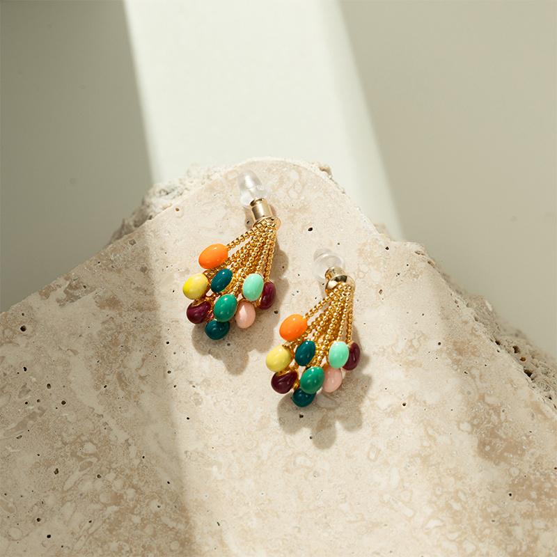 Macaron Color Balloon Drip Oil Earrings - High-End Fashion Silver Needle Earrings for Women
