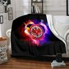 Flaming Heart Frankfurt Emblem Flannel Blanket, Soft Polyester, Modern Design, All-Season for Camping, Travel, Gifts for holidays or birthdays