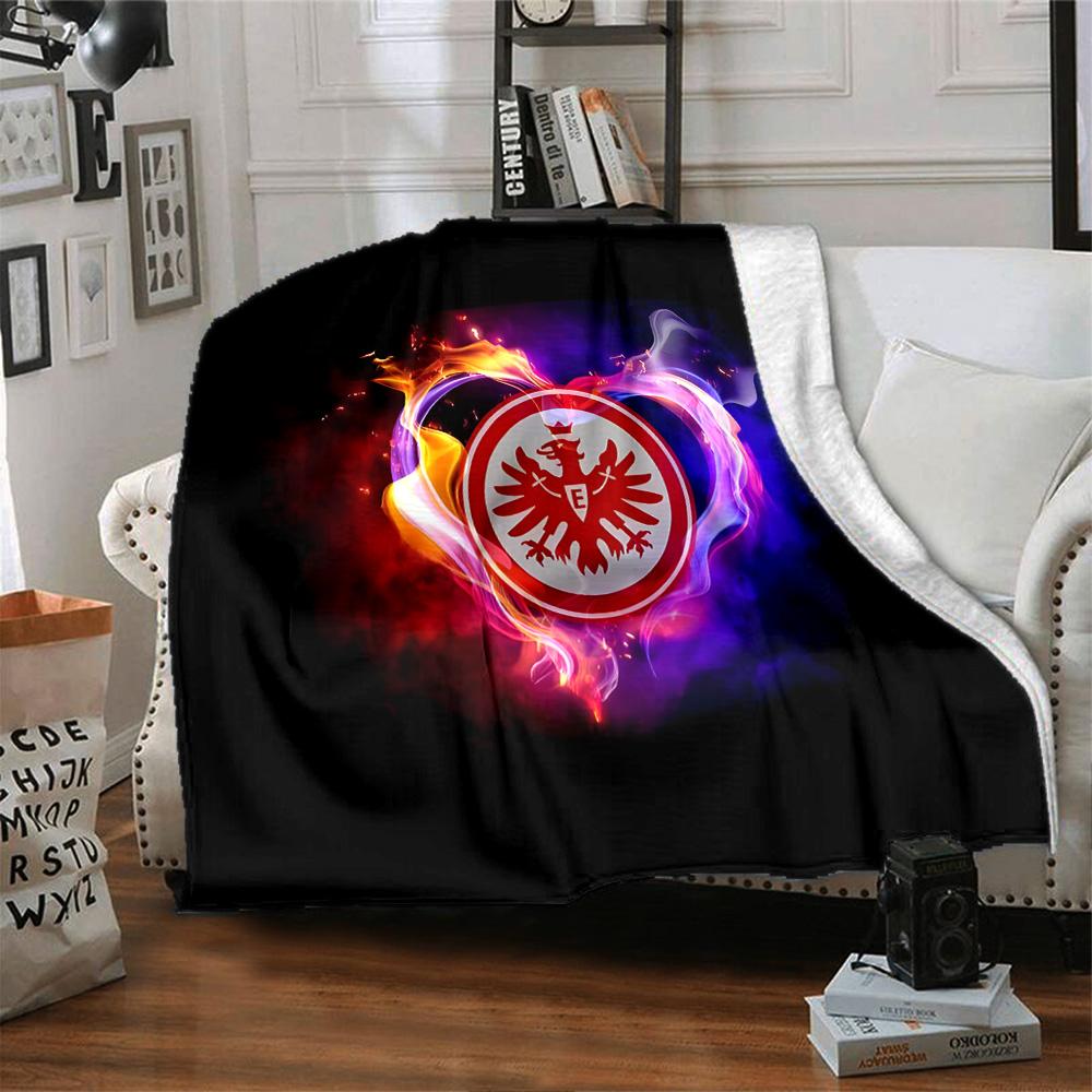 Flaming Heart Frankfurt Emblem Flannel Blanket, Soft Polyester, Modern Design, All-Season for Camping, Travel, Gifts for holidays or birthdays