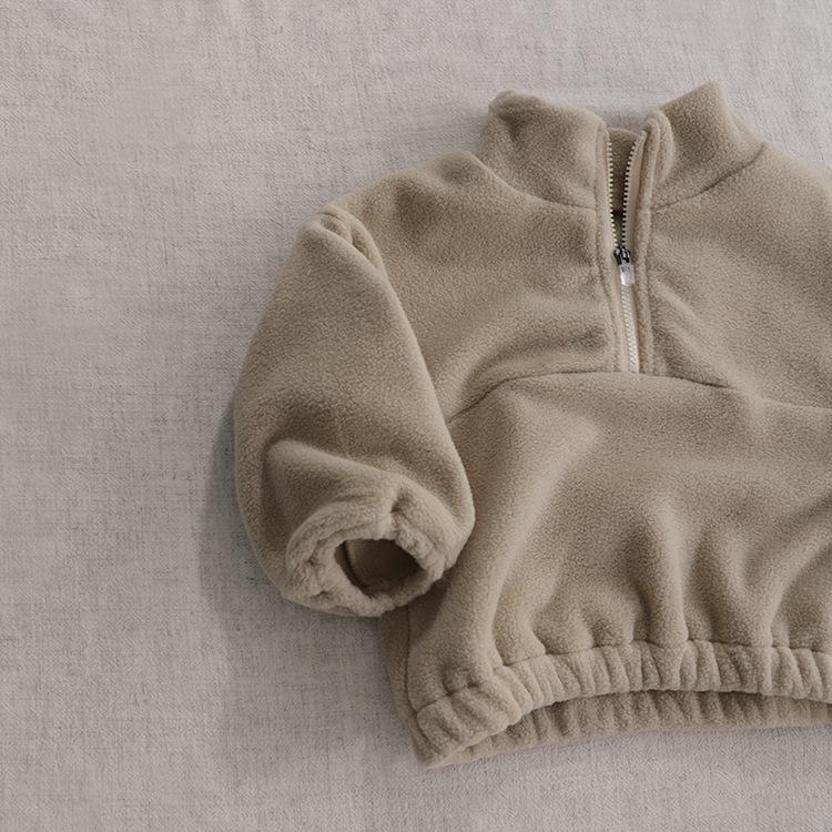 Herbst Kinder Mehrfarbiges Fleece Sportbekleidungsset - Stehkragen, Zweiteilig, Baby Oberbekleidung