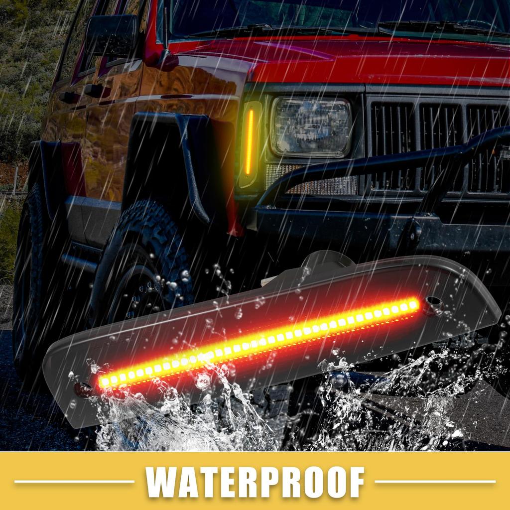 ABSOPRO CH2551 118 LED Side Marker Front Driver and Passenger Turn Fender Side Marker Lamps for Jeep and Black Lens Amber 1 Pair Lights, Signals,