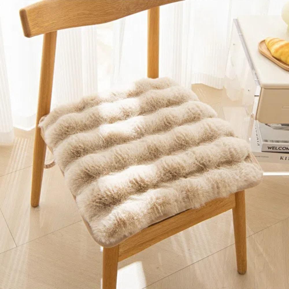 Thickened Plush Chair Seat Rabbit Plush Chair Seat Pads Office Seat Cushion  Home