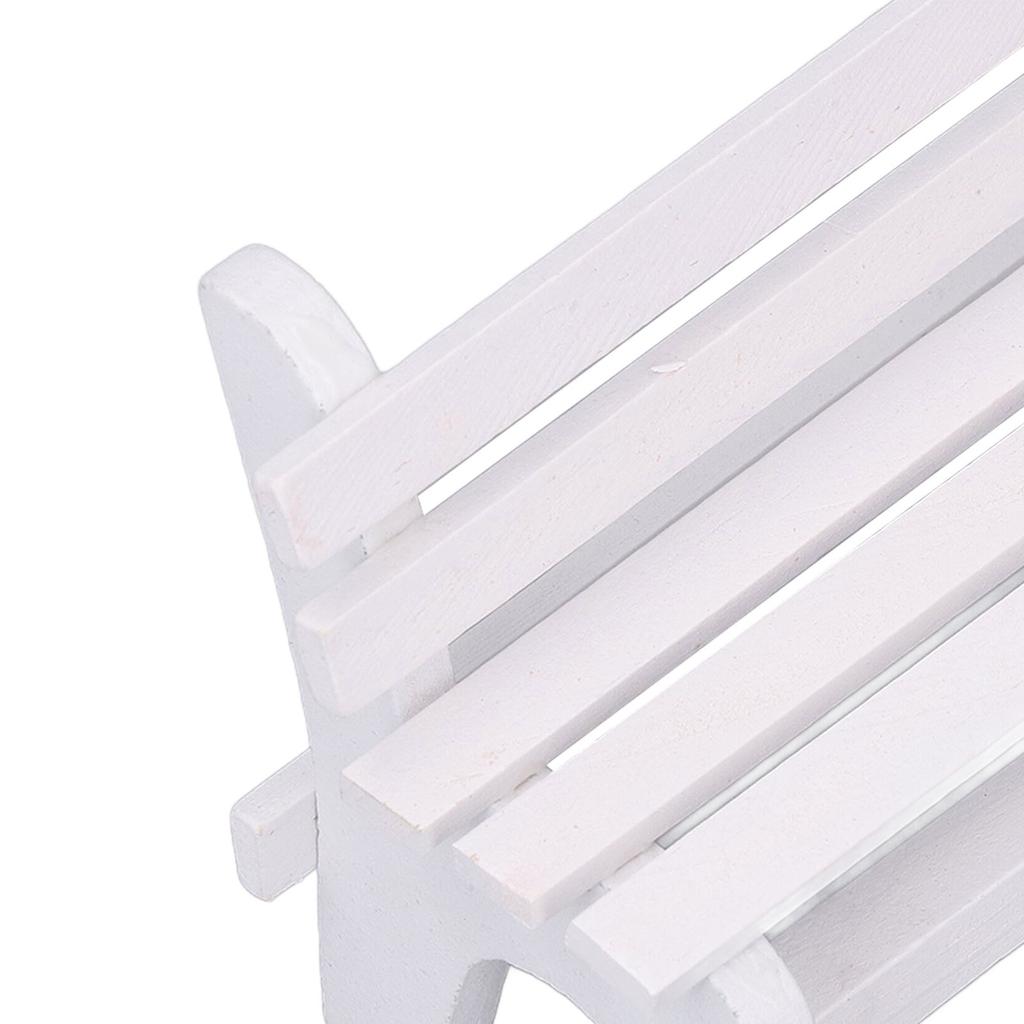 1:12 Scale Dollhouse Wooden Bench High Simulation Miniature Bench Furniture Model White