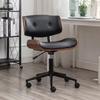 Solid Wood Retro Swivel Chair: Light Luxury Leather Lift, Nordic Style, Comfortable for Home Study & Office.