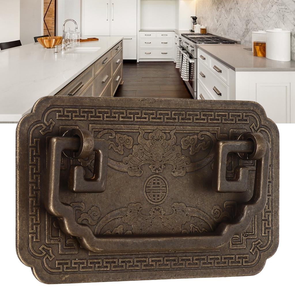 Antiker Schubladengriff Viereckiger Fledermausgriff Antiker Chinesischer Retro Schubladengriffe mit 2 Schrauben für Schranktüren