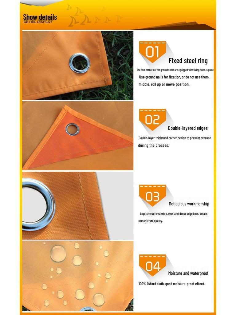 Folding Outdoor Camping Tent Ground Sheet and Picnic Blanket, Rainproof Mat