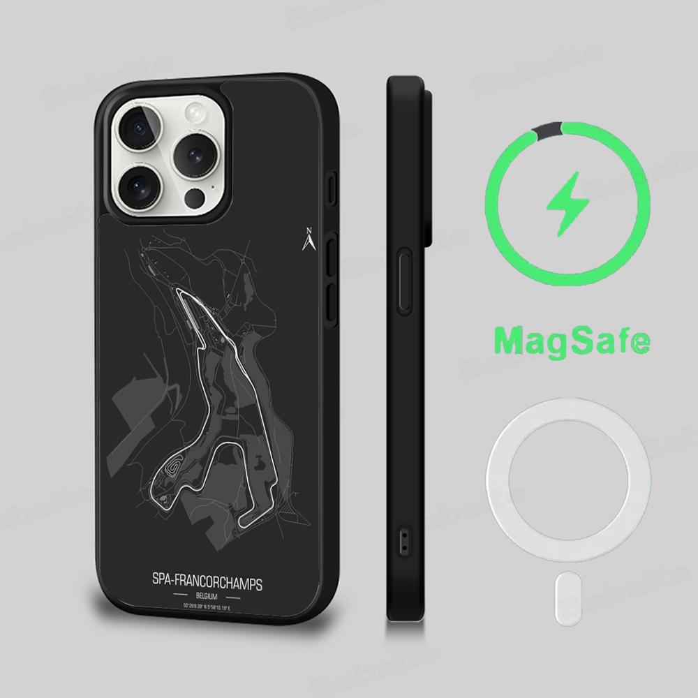 F1 Race Track Prints Phone Case Magnetic Case For IPhone 16 14 13 12 11 15 Pro Max Plus For Magsafe Wireless Charge Cover