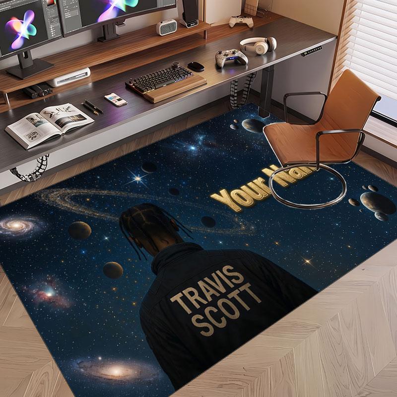 Custom Name Crystal Velvet Rug,Travis Scott Comfortable Anti Slip Floor Mat For Room Decoration