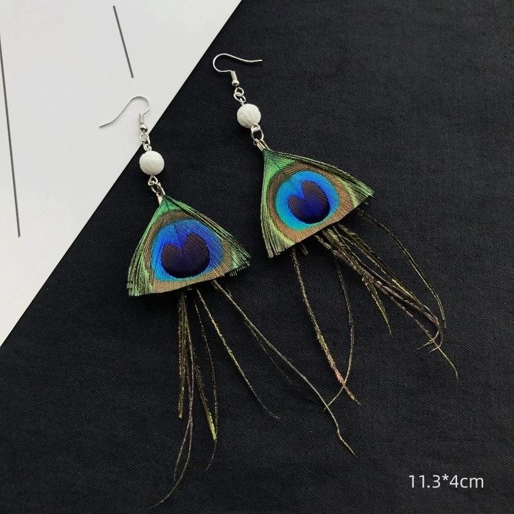 Unique Exaggerate Feather Earrings Creative Feathers Long Earrings Trendy Boho Big Earrings Women Statement Jewelry Wholesale