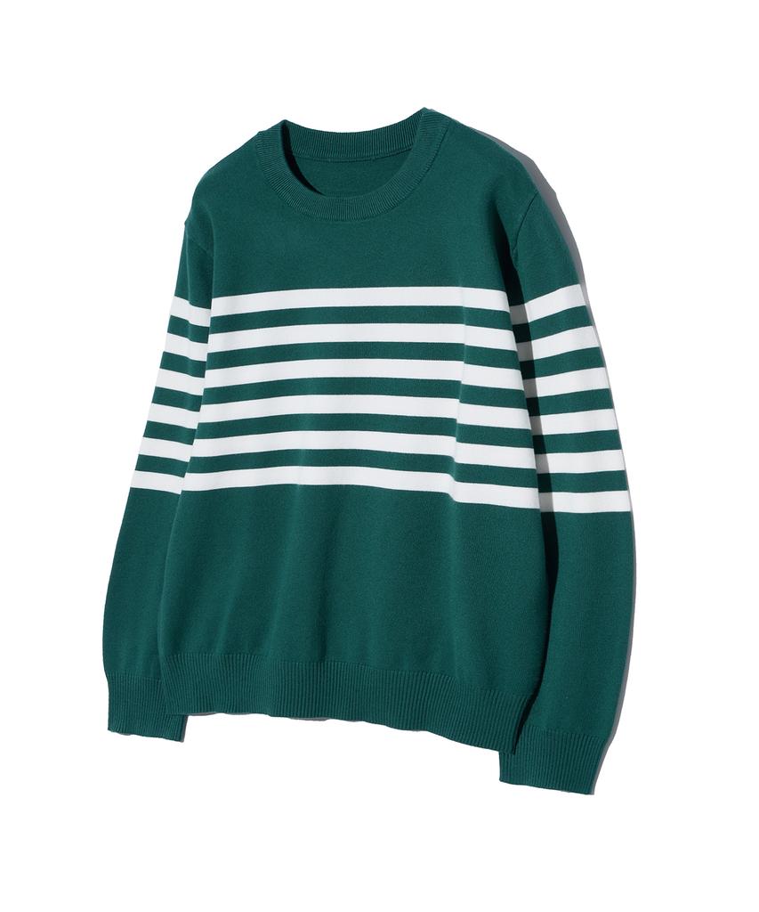 IRONYPORNO WHITELINE 86-Iroj366 Solid Striped Long Sleeve Knit Green