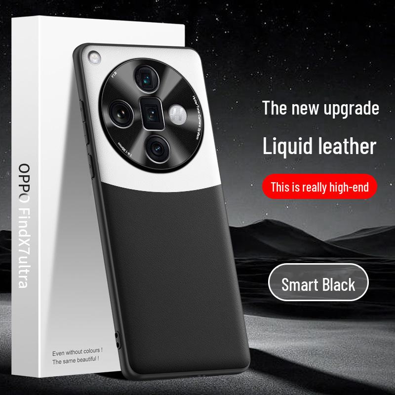 Liquid Leather Protective Cover for Oppo Find X7 Ultra Mobile Phone, Anti-fall Design, Ships As One Piece.