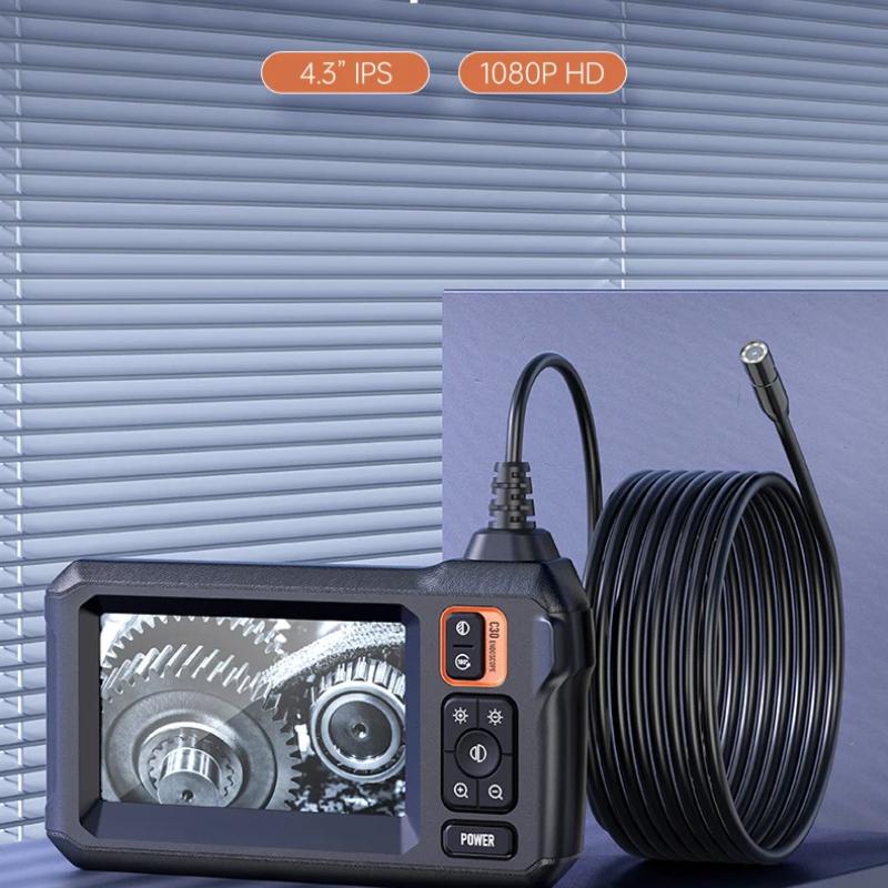 1080P Industrial Endoscope Camera 4.3inch Screen 8 LED 8mm Single Lens Inspection Borescope Camera IP67 Waterproof for Car Pipe