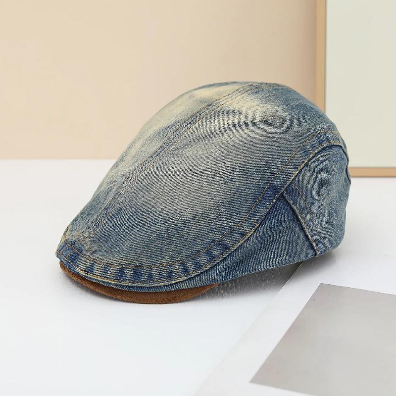 Retro and old anti-wearing denim forward hat female face peaked cap newsboy hat spring and autumn versatile painter hat