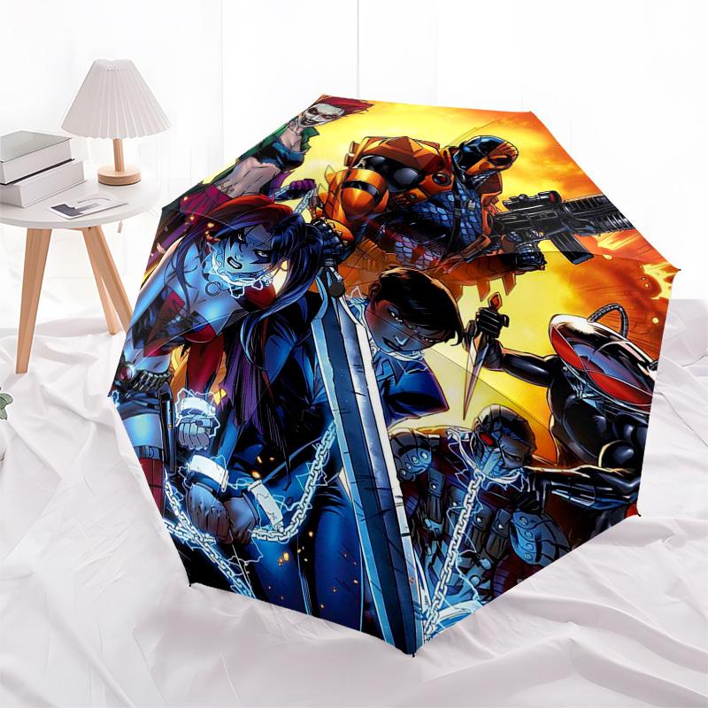 1pc Deathstroke, Harley Quinn & Arsenal Outdoor Umbrella - Automatic Opening/Closing, Portable 3-Fold Design, 8-Rib Iron Frame - Perfect Gift for Fans