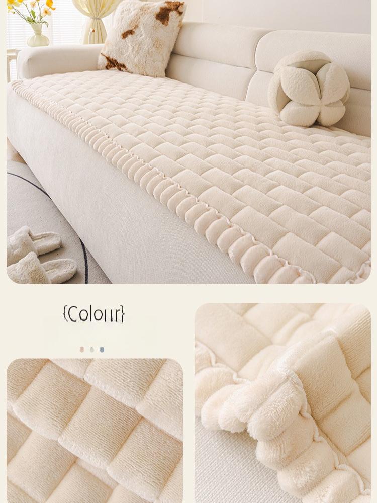 Delicate Wide Bording Sofa Pad Flannel Autumn and Winter Sofa Cushion Thick and Warm Winter Cushion Straight Sofa Cushion Couch Cover