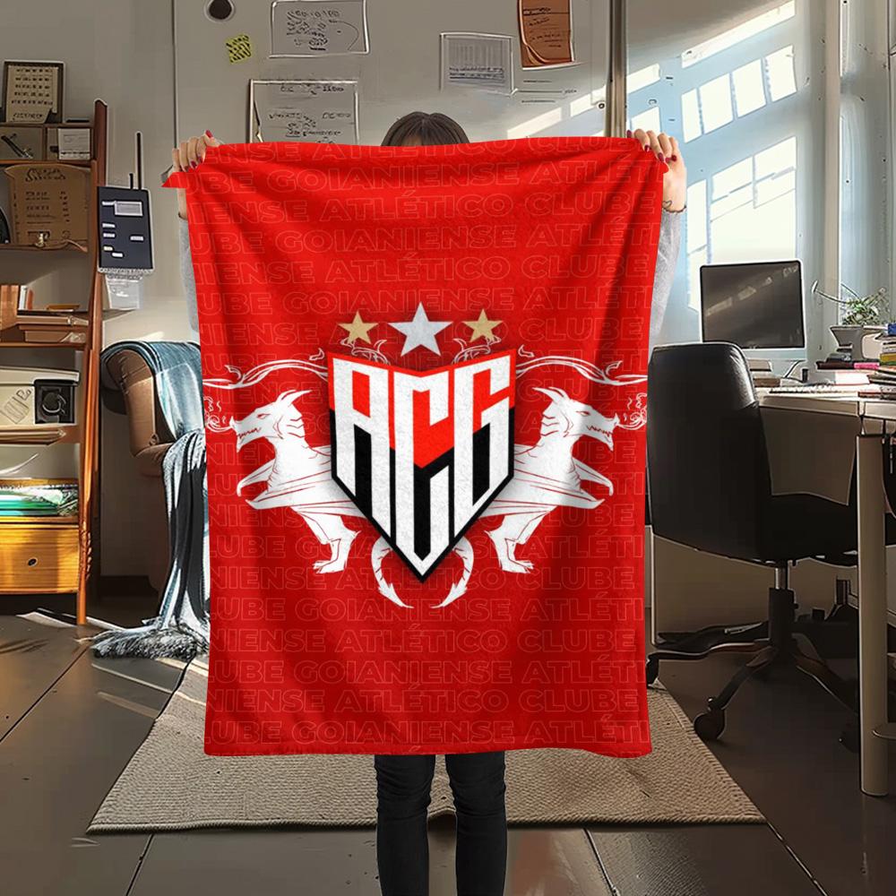 1Pc Atlético Goianiense Print Flannel Blanket High Quality Warm Comfortable Cover for All Seasons Perfect for Gifts Home Decor