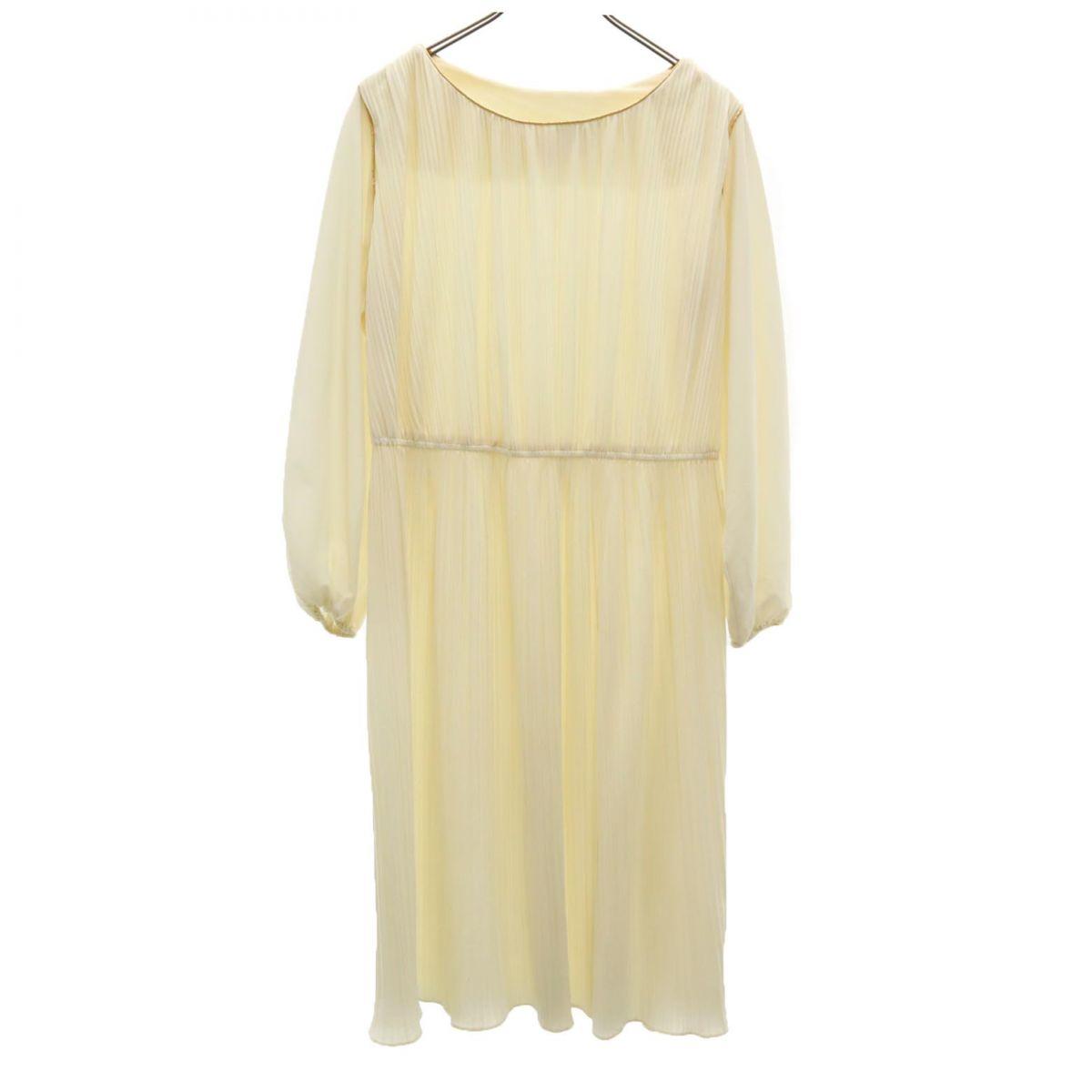 

Sears 70s vintage Long sleeve Pleated Knee-length dress 14 Ivory system Women Used