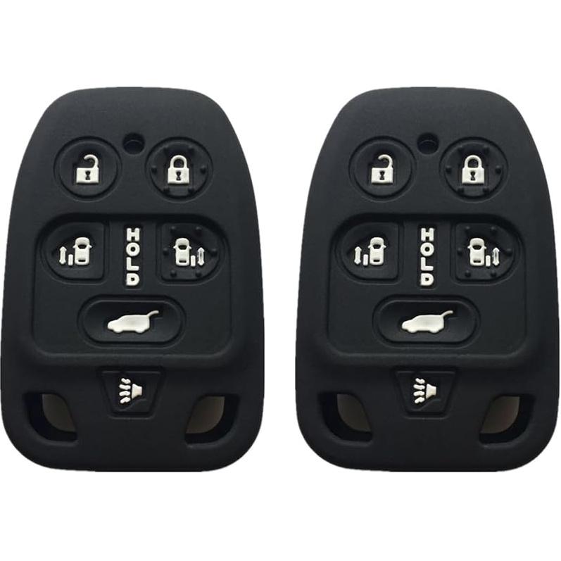 Key Fob Cover for Honda Odyssey: 2Pcs 6 Buttons Silicone Car Key Case Protector Fit for 2011 2012 2013 Honda Odyssey N5F-A04TAA 3248A-A04TAA | Black