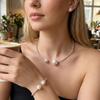 Adjustable Imitation Pearl Choker Necklace Silver/Gold Rhinestones Necklace Bracelet  Wedding