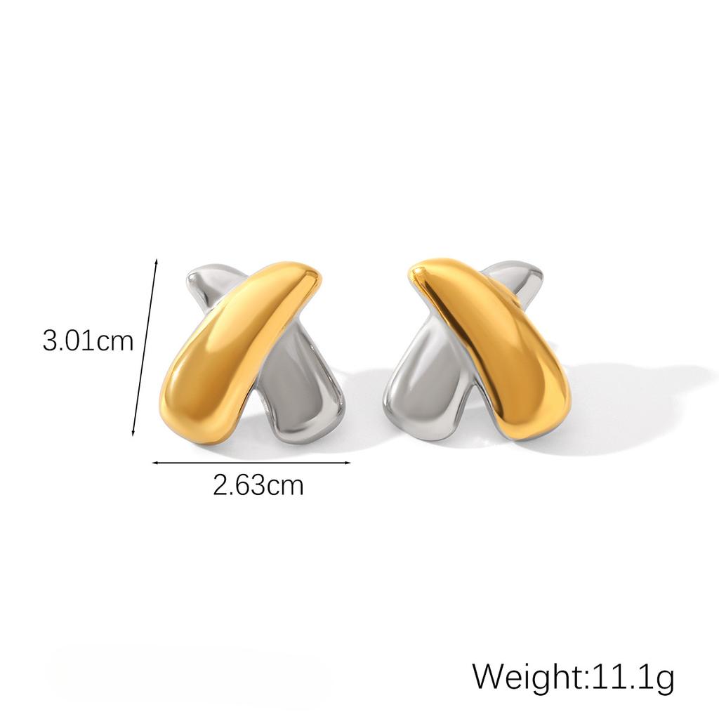 Yori 2025 New Gold Silver Mix Color Geometric Stainless Steel Earrings Waterproof and Hypoallergenic Summer Party Jewelry