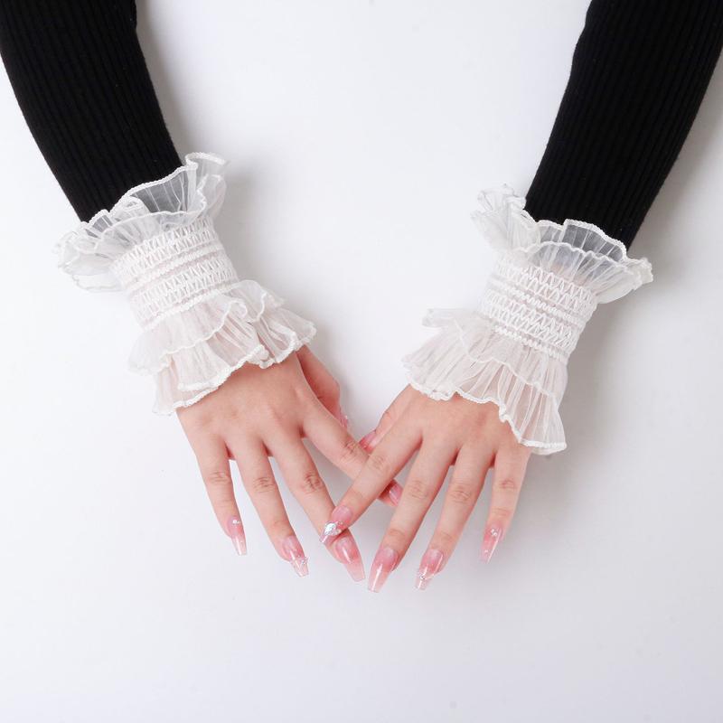 Sweet Ruffle Fake Sleeves For Travel/Cosplay Lace Detachable Flared Cuffs Sweater Decorative Wrist Warmers Wristband Ornament