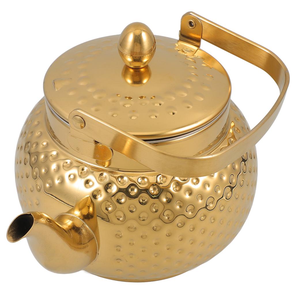 1pcs Hammered Stainless Steel Teapot With Strainer Tea Kettle For Home Hotel Restaurant Use Modern Metal Water Pot Kitchen