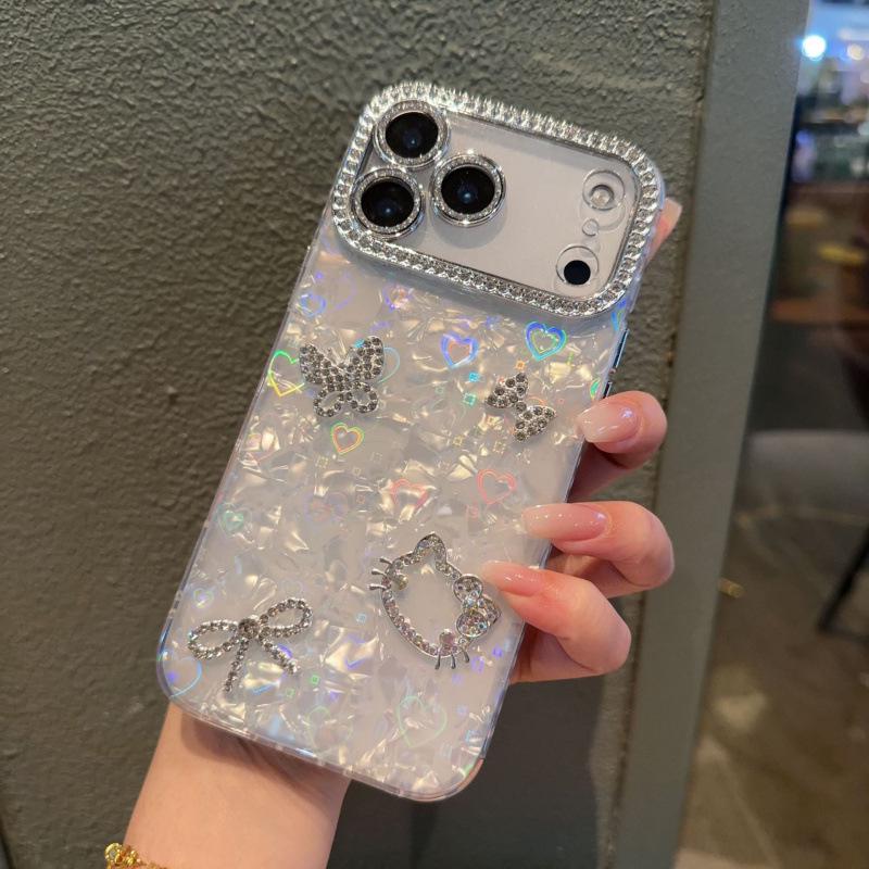 Seashell Pattern Bowknot Rhinestone Phone Case for iPhone 17 Pro Max & Apple 16 Pro 17 Pro