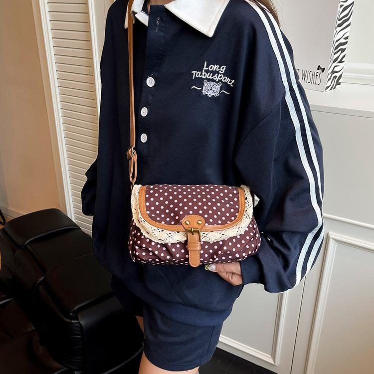 Women Retro Polka Dot Shoulder Bag Crossbody Messenger Bag Ladies Purse