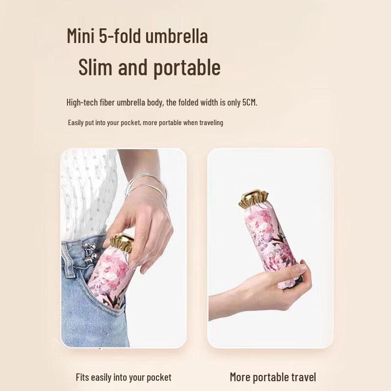 Hukemong Mini Black Vinyl UV Protection Umbrella