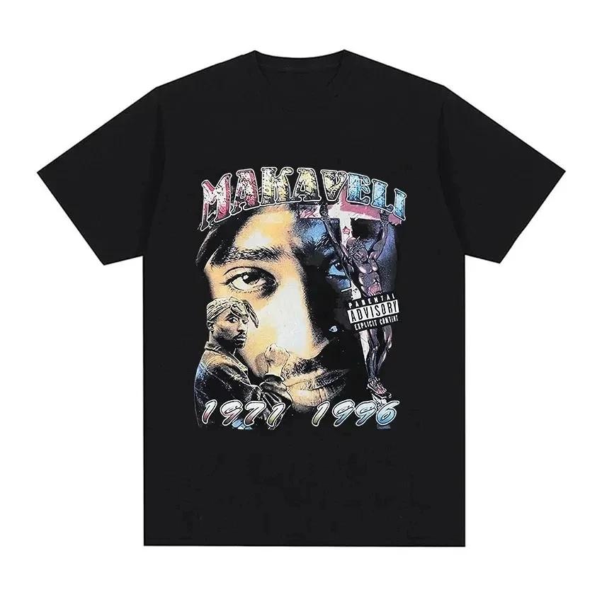 Rapper Tupac 2Pac Graphic T-Shirt Casual Short Sleeve T-Shirt Hip Hop Street Wear High Quality Fashionable Cotton T Shirt