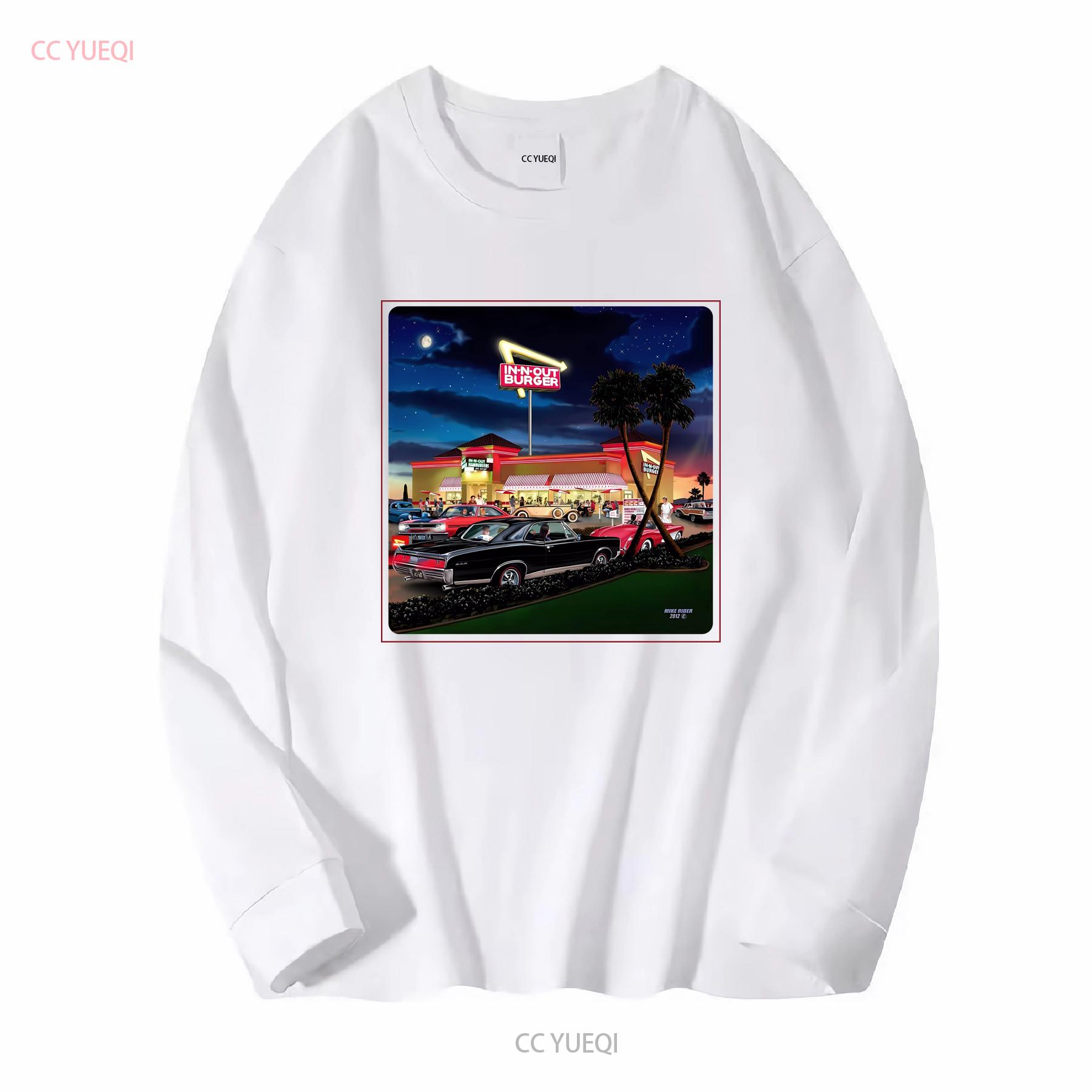

In N Out Burger Las Vegas 2 Palm Trees Classic Cars White T Shirt Size Small vintage Washed Stretched Casual Unisex fashion S