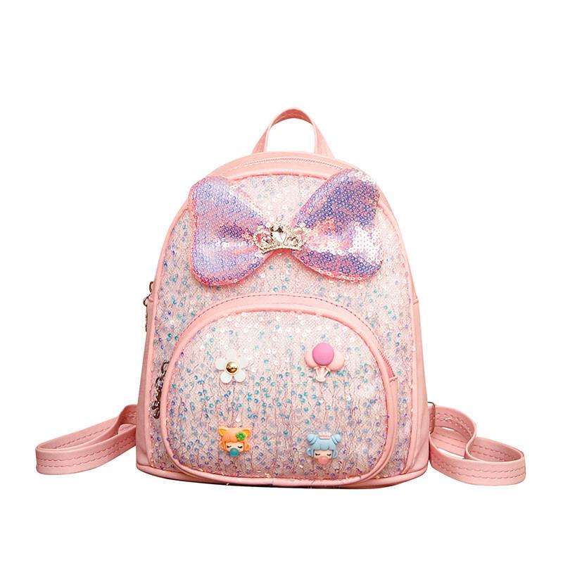 Toddler Girl Backpack Pu Material With Sparkling Design For School Use