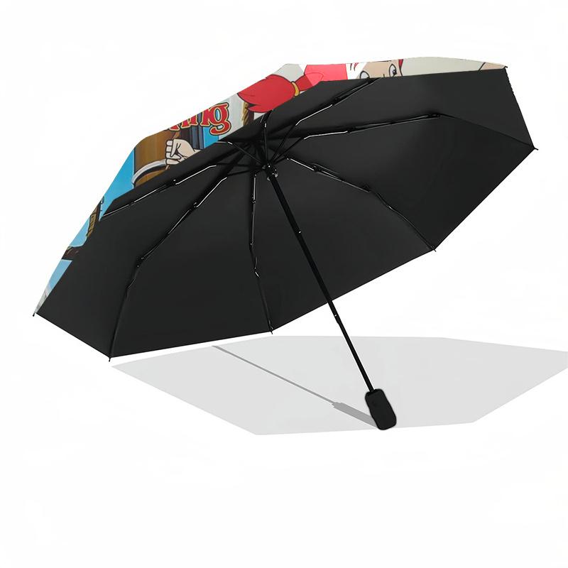 Pippi Longstocking Themed Travel Umbrella-8 Ribs Automatic Opening and Closing, Portable Folding Design, Compact and Stylish Umbrella Suitab
