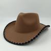 2023 New Wrapped Western Cowboy Hat Men's and Women's Jazz Cowboy Hat with Leather Wide Brim Church Panama Fedora Hat