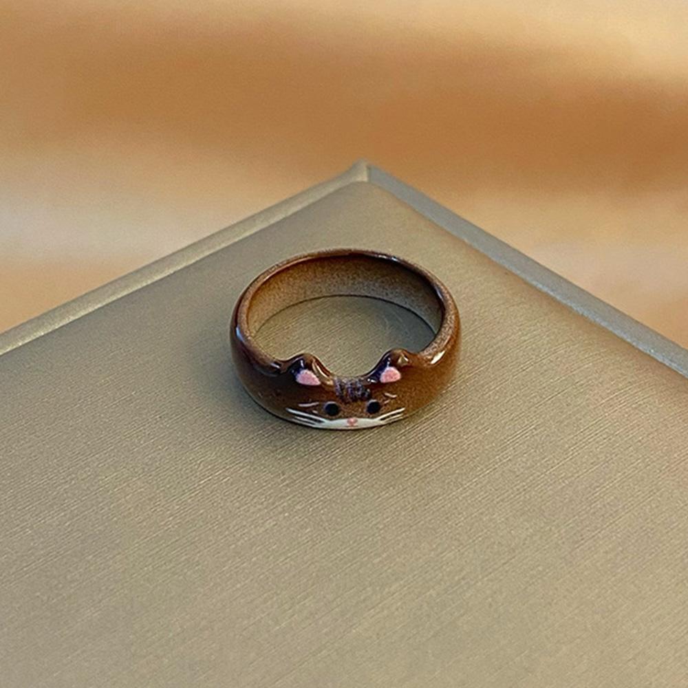 Inel Pisică Desen Animat, Inel Creativ cu Personalitate Fetească, Inel de Damă Simplu și Versatil în Formă de Animal