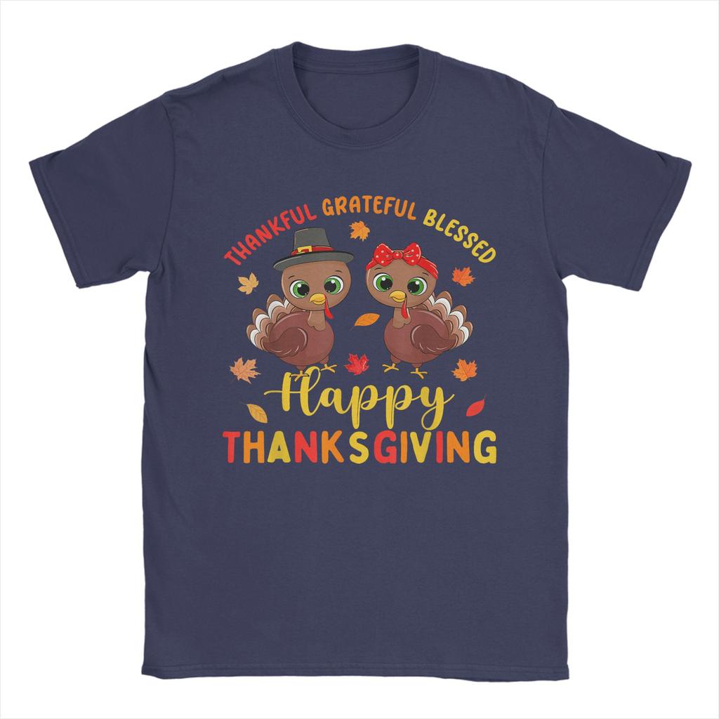Thankful Grateful Blessed Thanksgiving Turkey TShirts for Men  Funny Pure Cotton Tees O Neck Short Sleeve T Shirt 6XL Tops