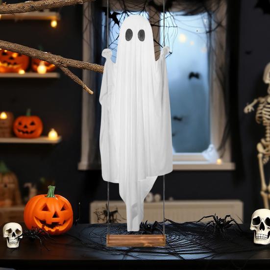 Yousheng 5FT Large Hanging Swing Ghost Halloween Decor LED Lighted Outdoor Swing White Ghost for Porch Yard Garden Tree Decor