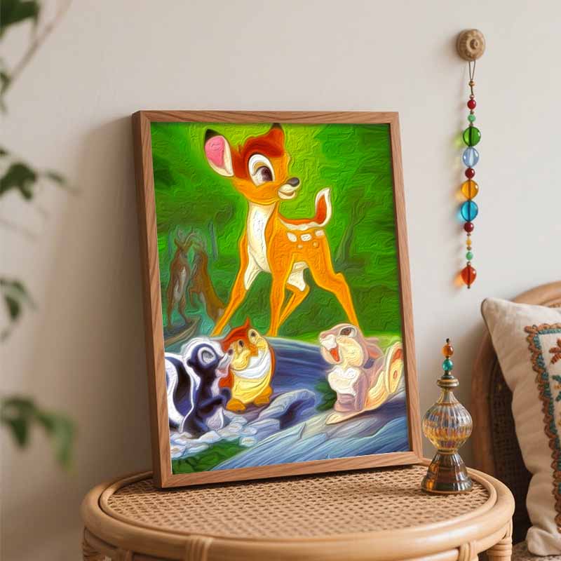Disney Bambi DIY Oil Painting Art Painting Kit Home Wall Decor Handmade Gift for Cartoon Fans Room Wall Art Decor Canvas Craft Painting