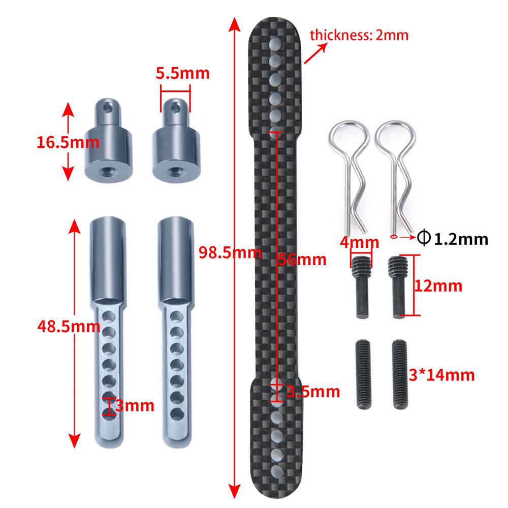YEAHRUN RC Car Body Post Mounts Metal Alloy Front and Rear Shell Column for Axial SCX10 II 90046 1/10 RC Crawler Car Parts
