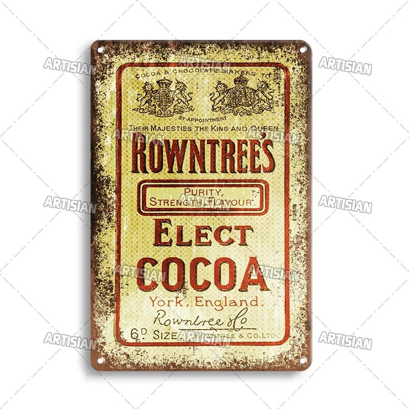 Rostige Kakao- und Schokoladen-Metallplakette Vintage-Poster Metallblechschild Retro Eisdiele Metallplatte Heimbar Café Industriedekor