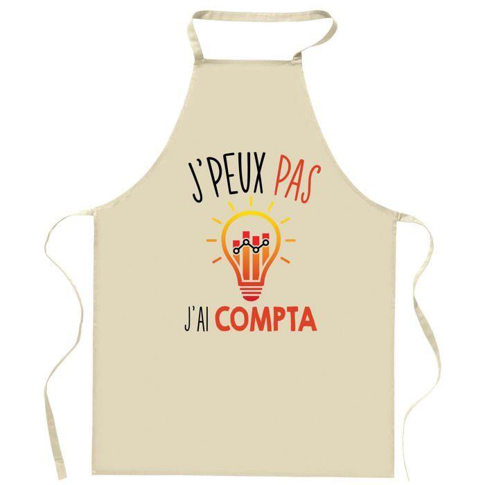 Tablier de cuisine - Planetee - motif compta J'peux pas - coton résistant - impression France
