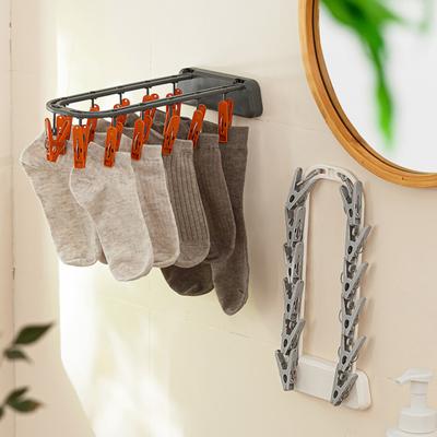 Séchoir à linge à clips multiples pliable, montage mural, solide, résistant au vent, cintre de séchage, fournitures ménagères