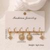 3 Pairs/Set Golden Star Design Shiny Rhinestone Inlaid Dangle Earring for Women Eleagnt Luxury Female Jewelry Gifts